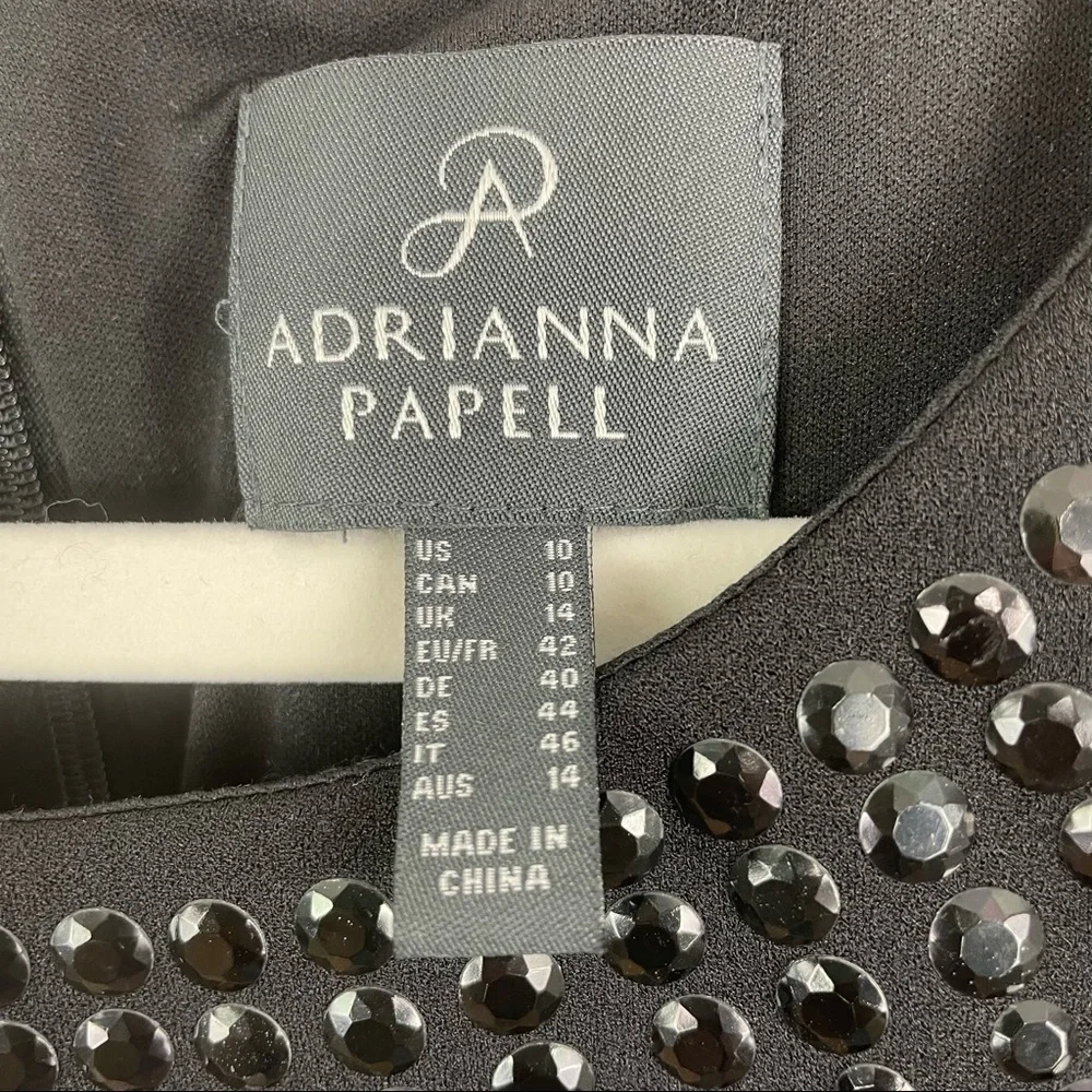 Adrianna Papell Embellished Pop Over Sheath Dress Black Special Occasion Size 10 - Picture 13 of 16